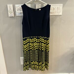 Xhilaration navy dress with yellow skirt pattern